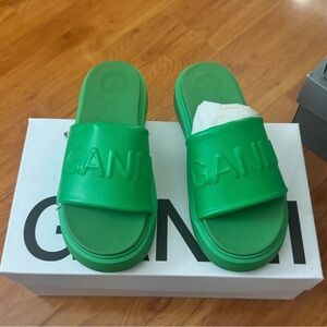 Ganni Green Slides